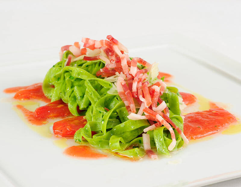 Pâtes aux poireaux et speck