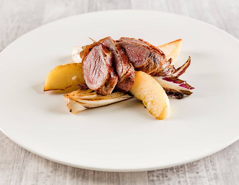 liata Di Manzo Al Forno Patate A Forno Con Speck E Radicchio