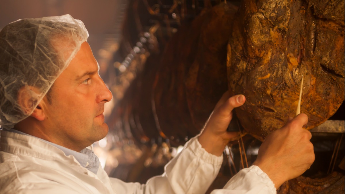 Gegrillte Melone mit Südtiroler Speck g.g.A. und Rucolapesto.