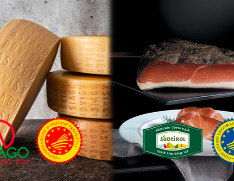 Form von Speck und Käse