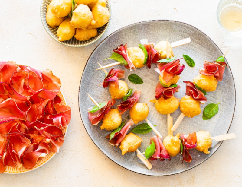 Frittelle veloci al parmigiano con Speck Alto Adige IGP