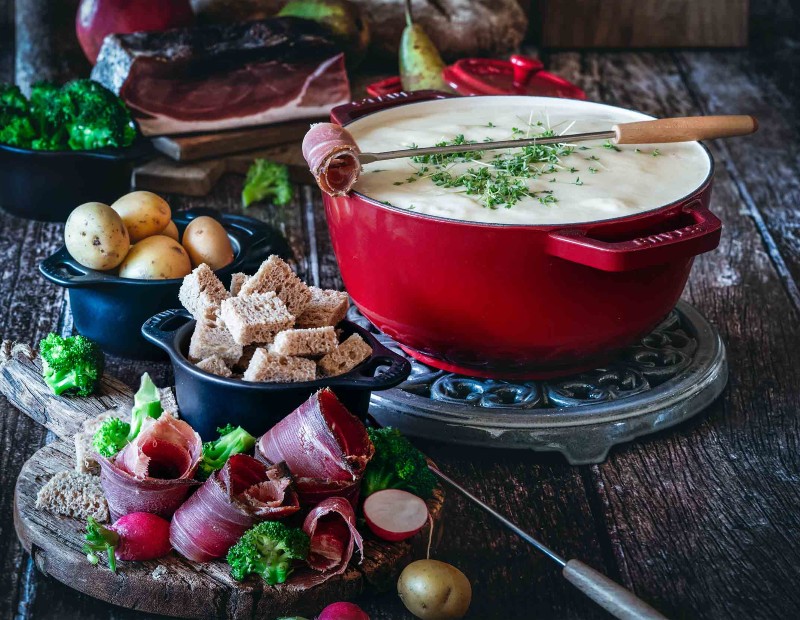Fondue au fromage et Speck Alto Adige IGP