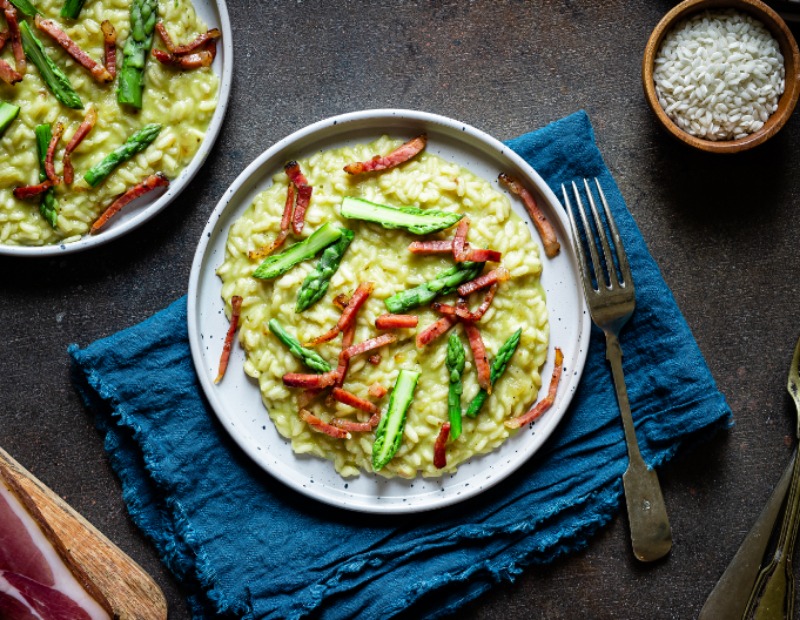 Risotto aux asperges vertes et Speck Alto Adige IGP