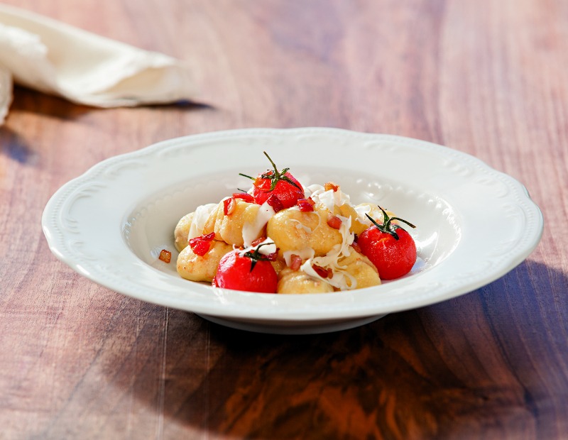 Kartoffelnocken mit Speck